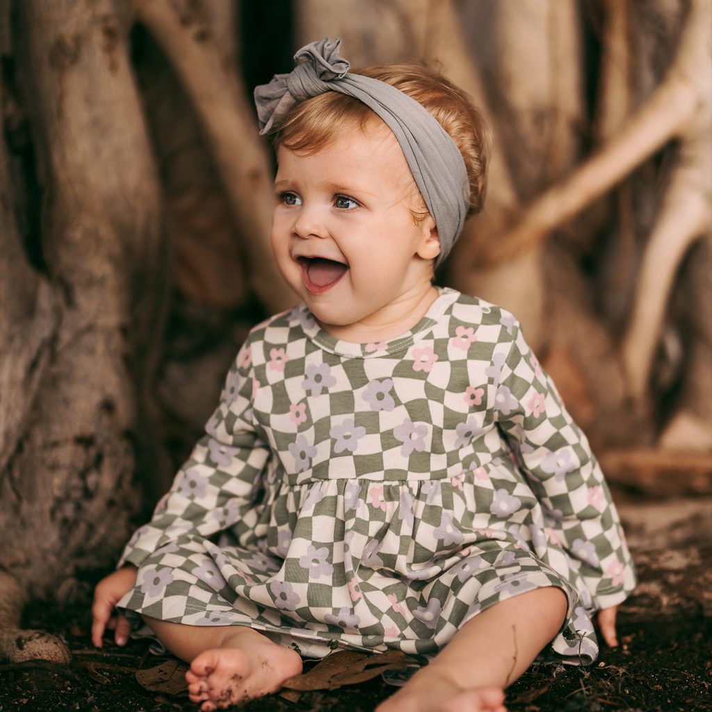 Graphic Flowers Rib Dress