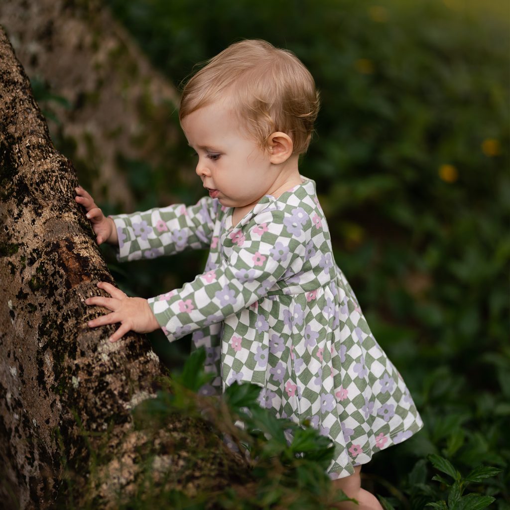 Graphic Flowers Rib Dress