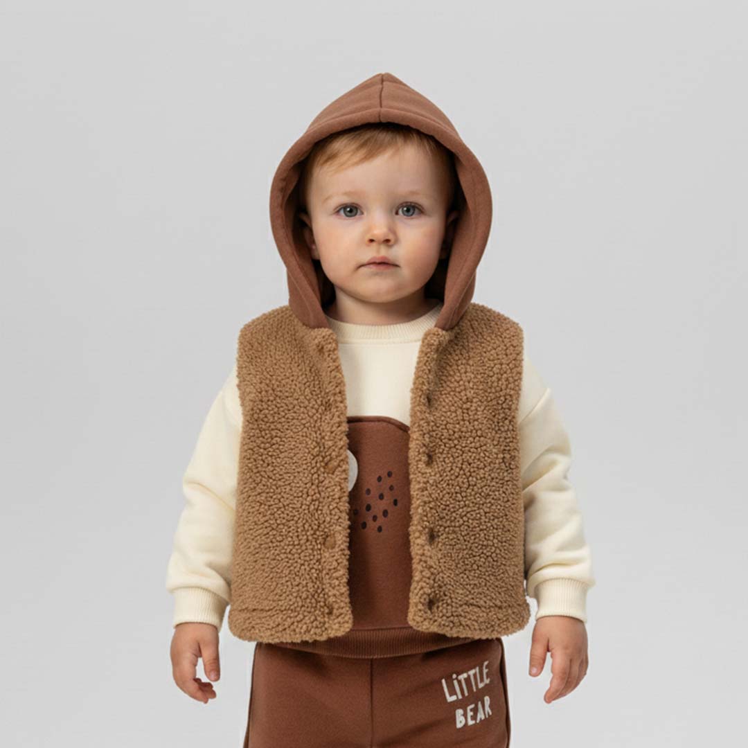 Unisex Teddy Hooded Vest 1-4y