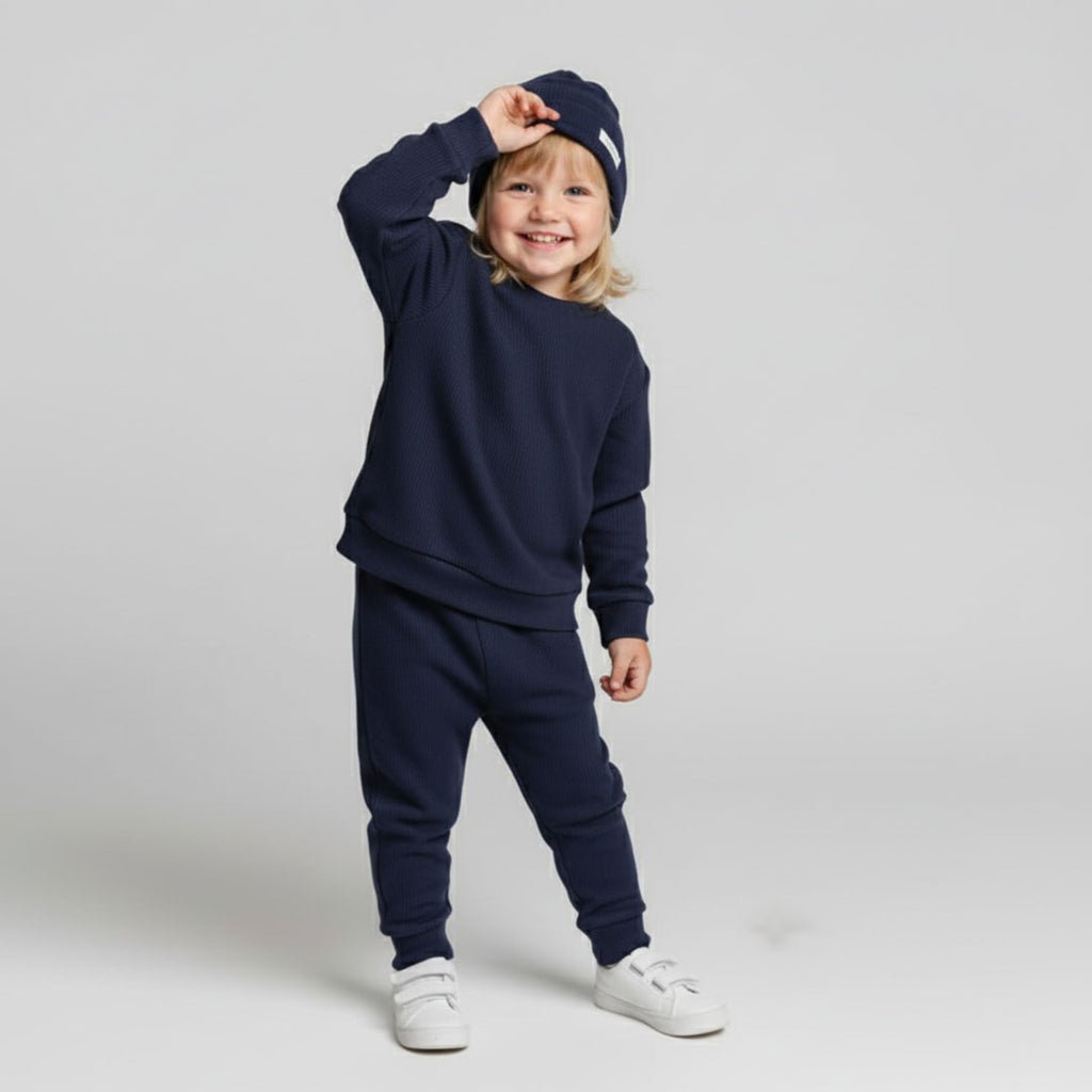 Unisex Cotton Set with Hat in Blue (3pcs) 9m-3y