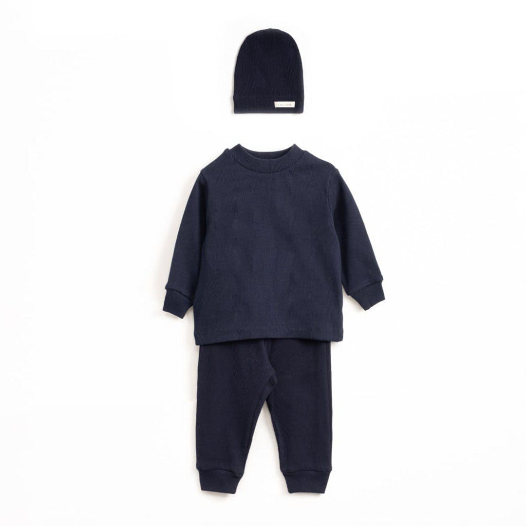 Unisex Cotton Set with Hat in Blue (3pcs) 9m-3y