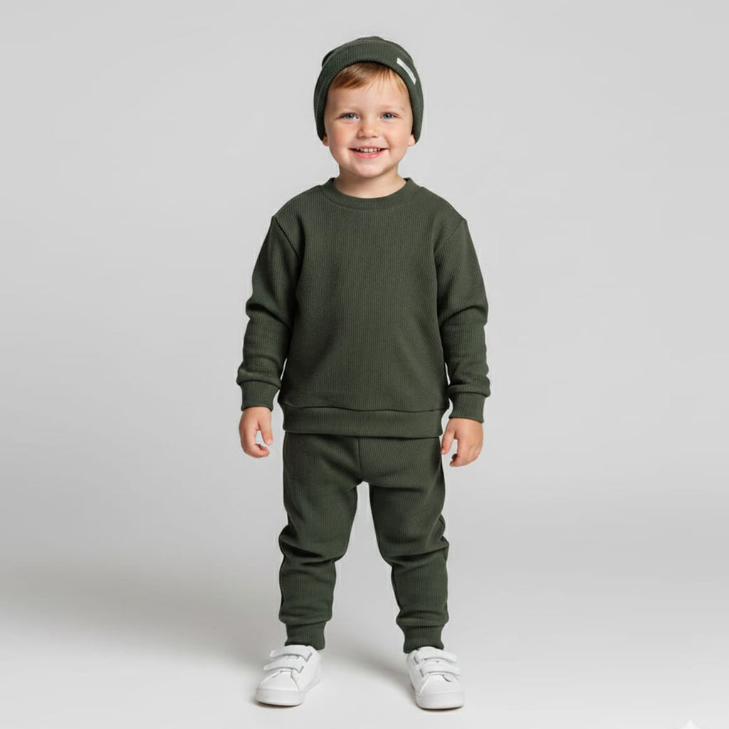 Unisex Cotton Set with Hat in Green (3pcs) 9m-3y