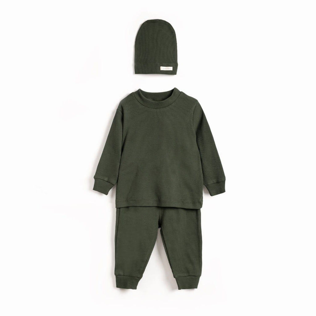 Unisex Cotton Set with Hat in Green (3pcs) 9m-3y