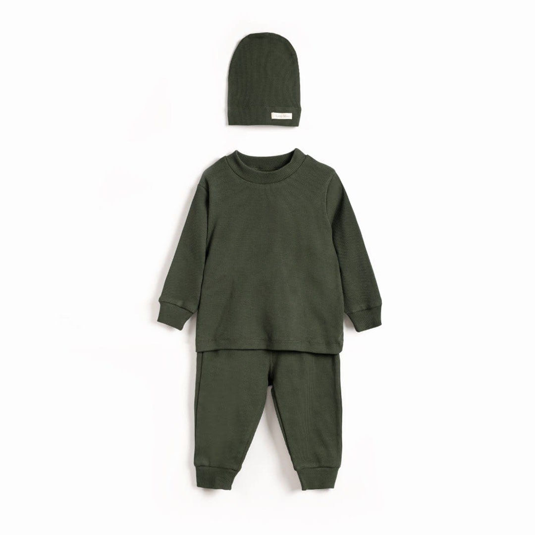Unisex Cotton Set with Hat in Green (3pcs) 9m-3y