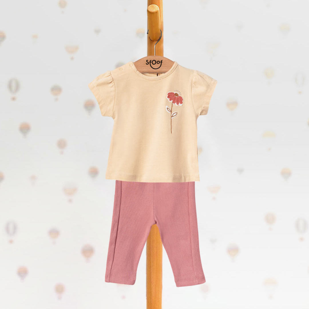 Flower Cotton Set in Dusty Rose (2pcs) 1-3y