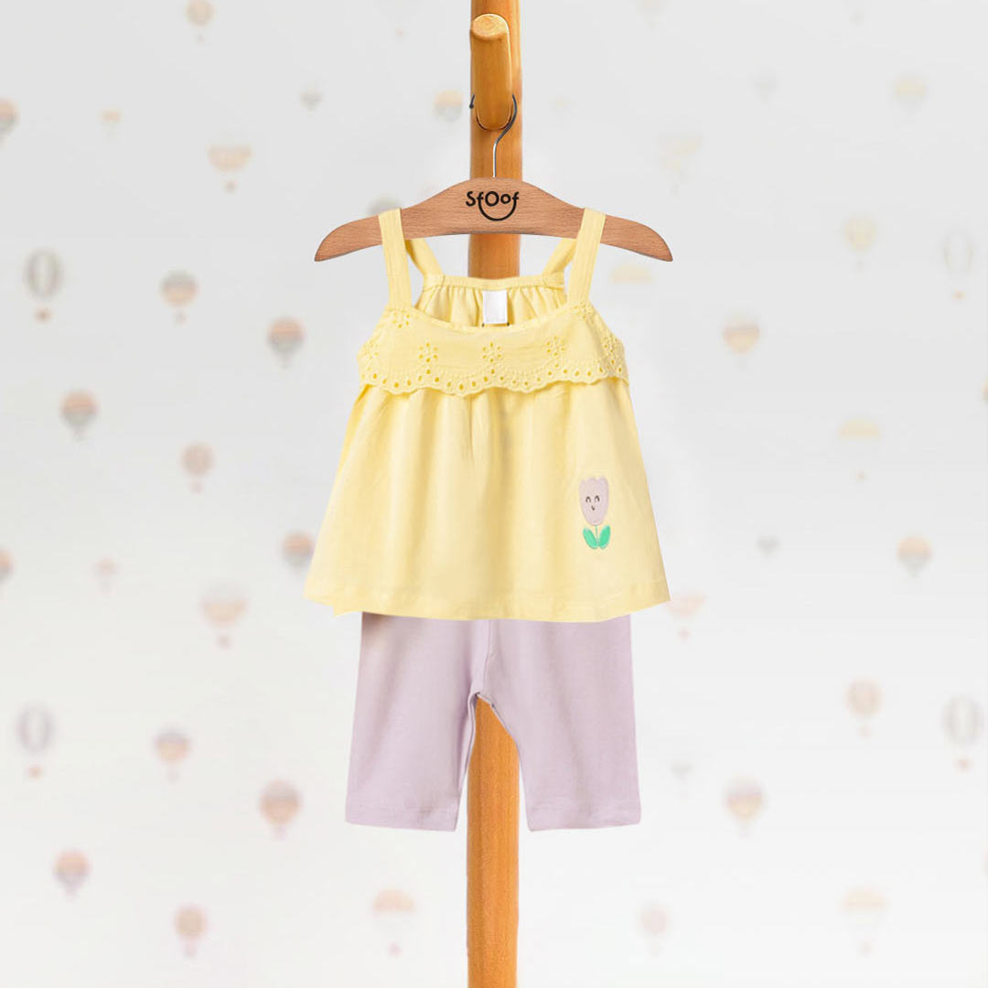 Yellow Purple Cotton Set (2pcs) 6-18m